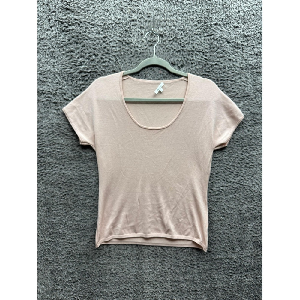 Max Mara Knitted Silk Blend Short‎ Sleeve Crop Top Light Pink Womens Size L